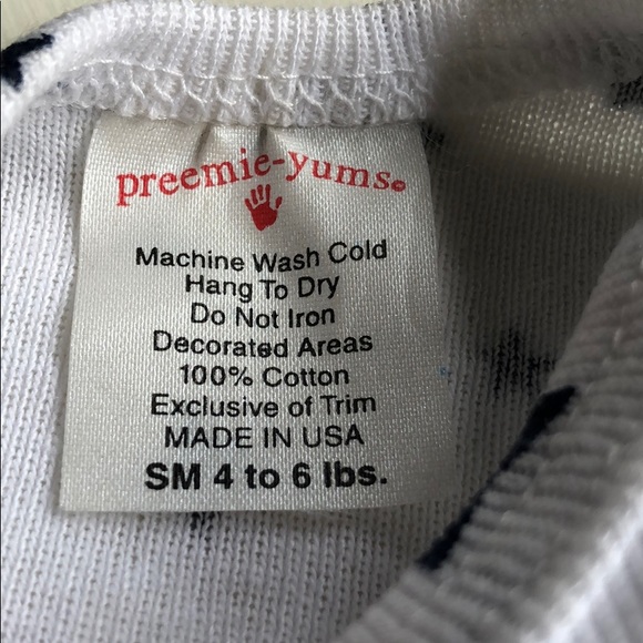 Preemie-yums | White Navy Star Gown & Hat | NB - Picture 8 of 9